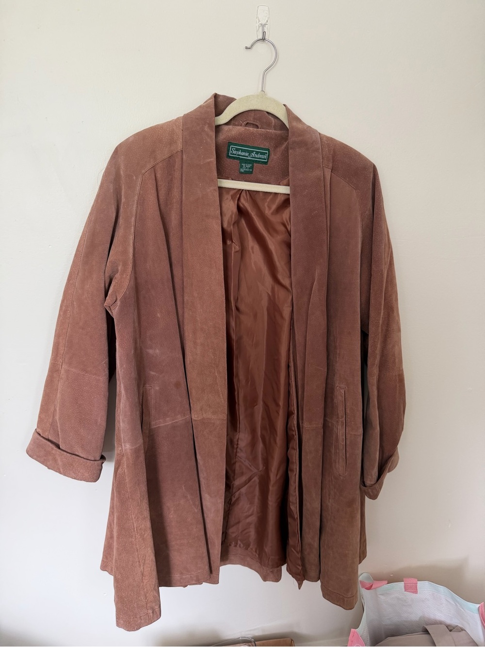 Vintage Suede Open-Front Jacket genuine leather
